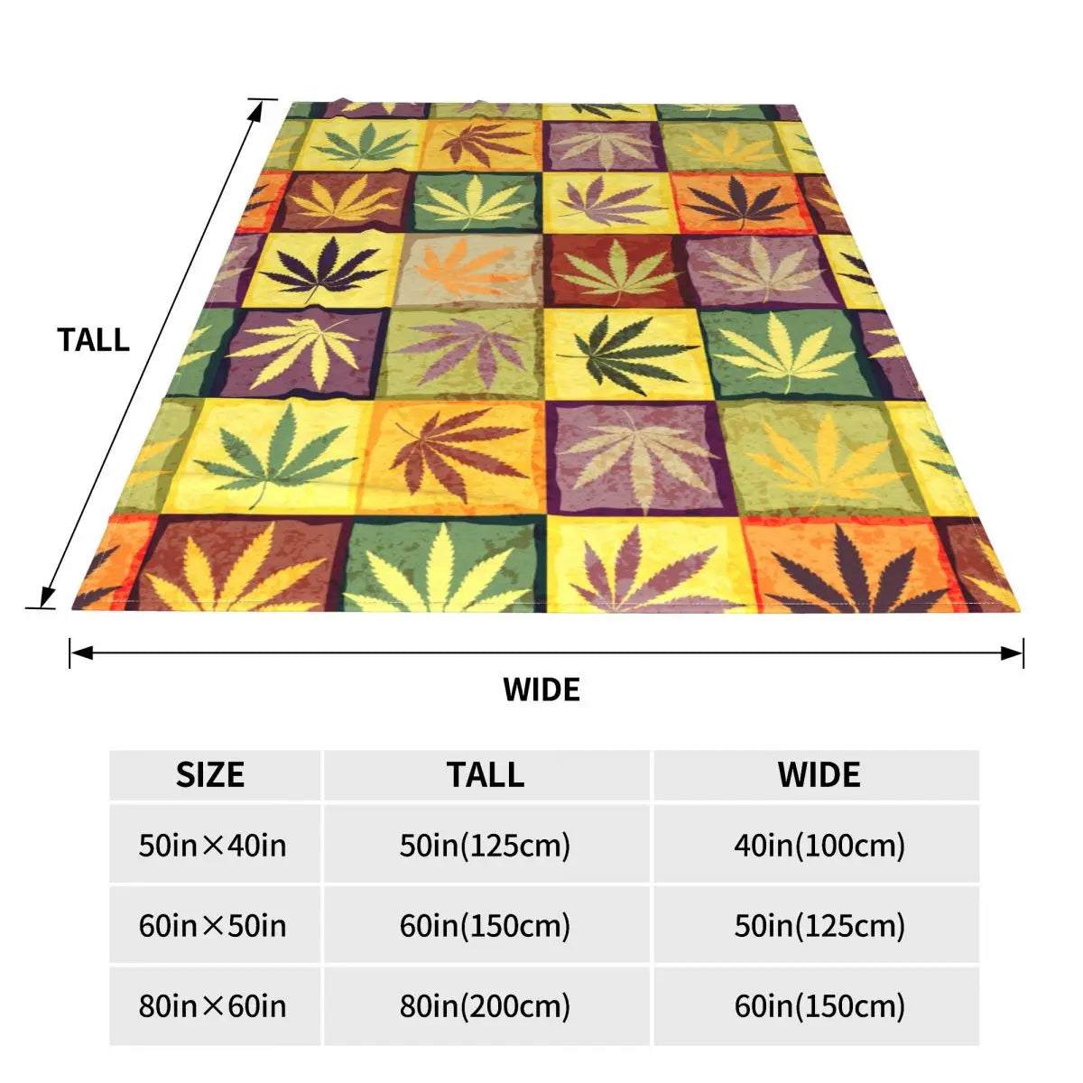 Cannabis Leaves Quilt-Patterned Throw Blanket