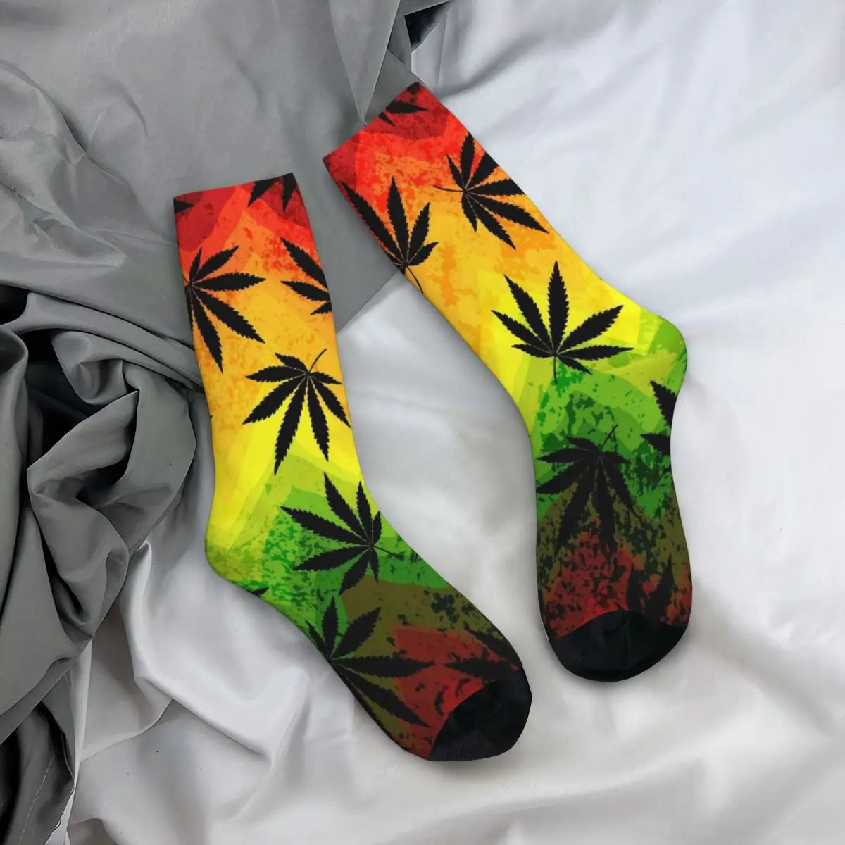 Harajuku Rainbow Weed Leaves Socks