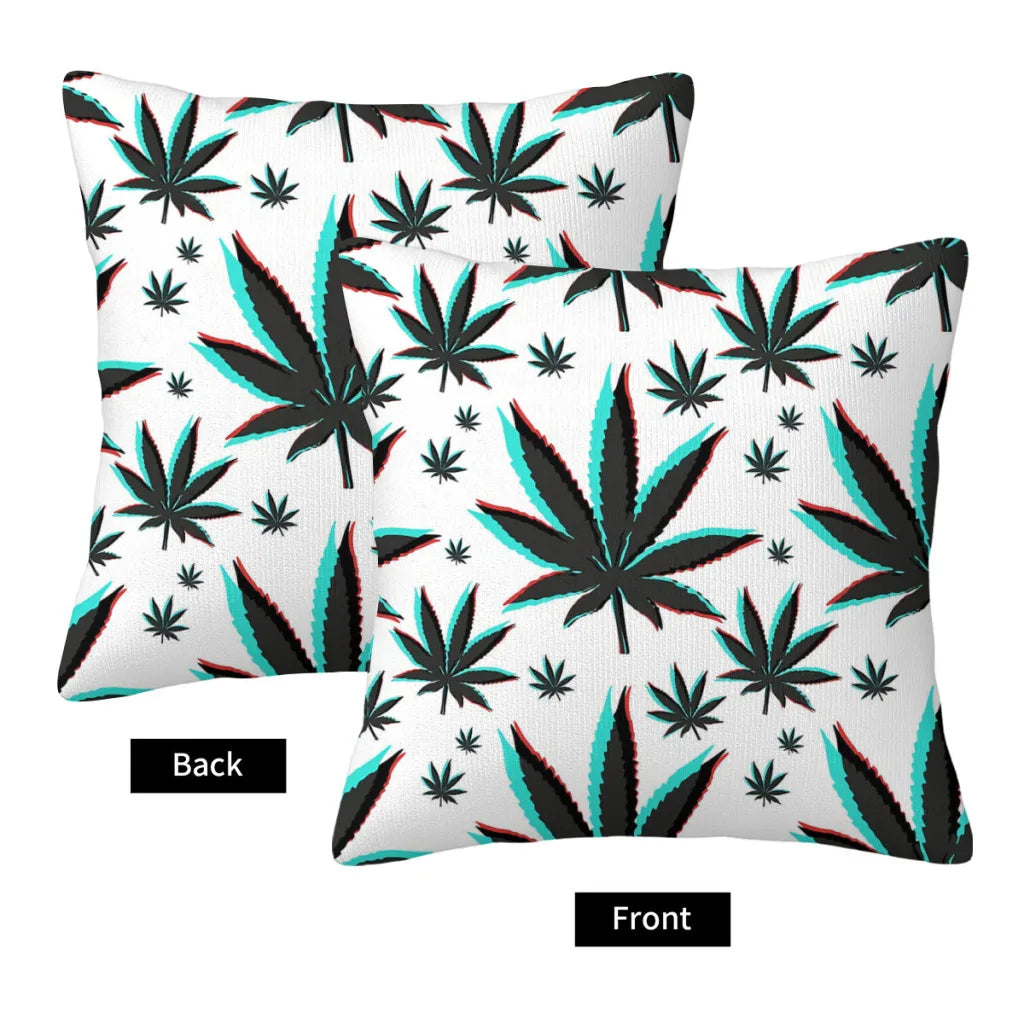 Trippy Marijuana Leaves Decorative Throw Pillowcase