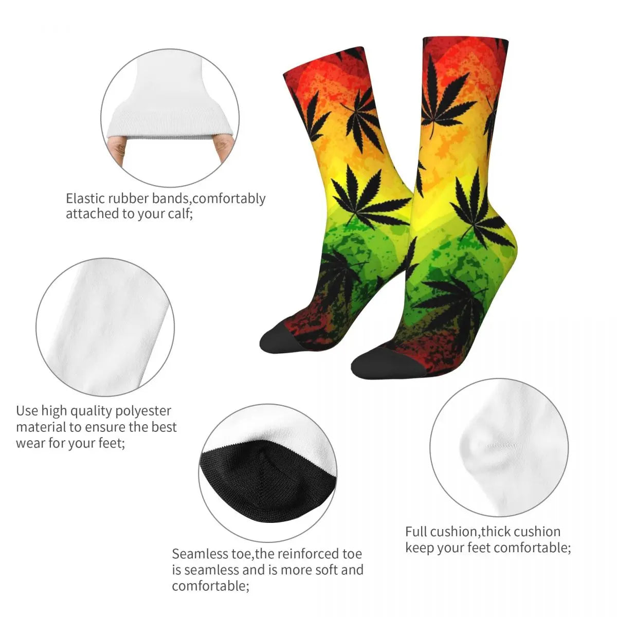 Harajuku Rainbow Weed Leaves Socks