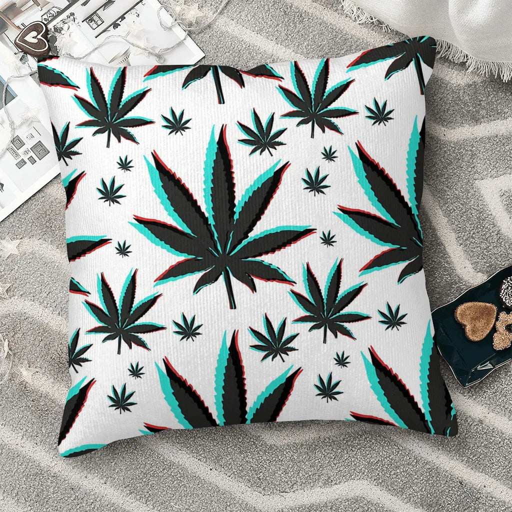 Trippy Marijuana Leaves Decorative Throw Pillowcase