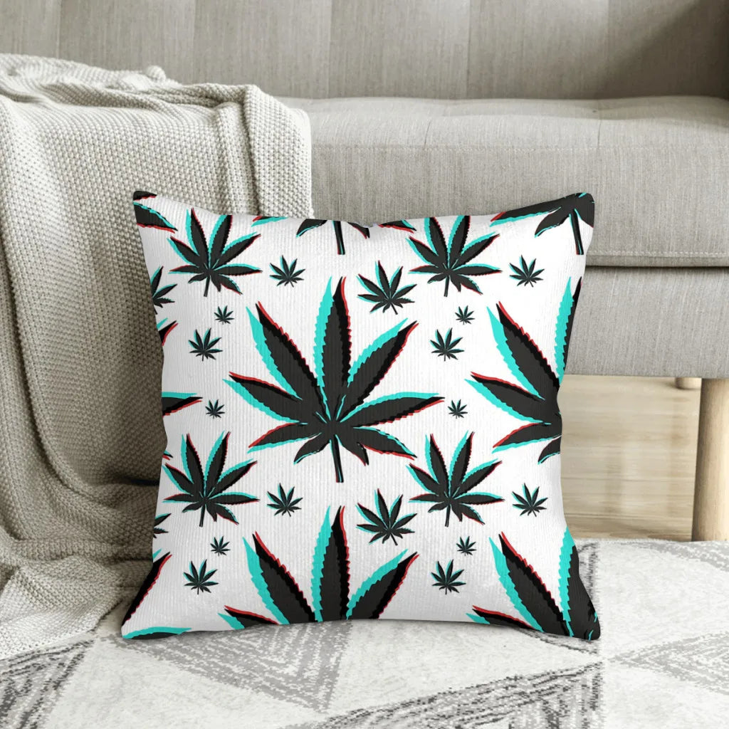 Trippy Marijuana Leaves Decorative Throw Pillowcase