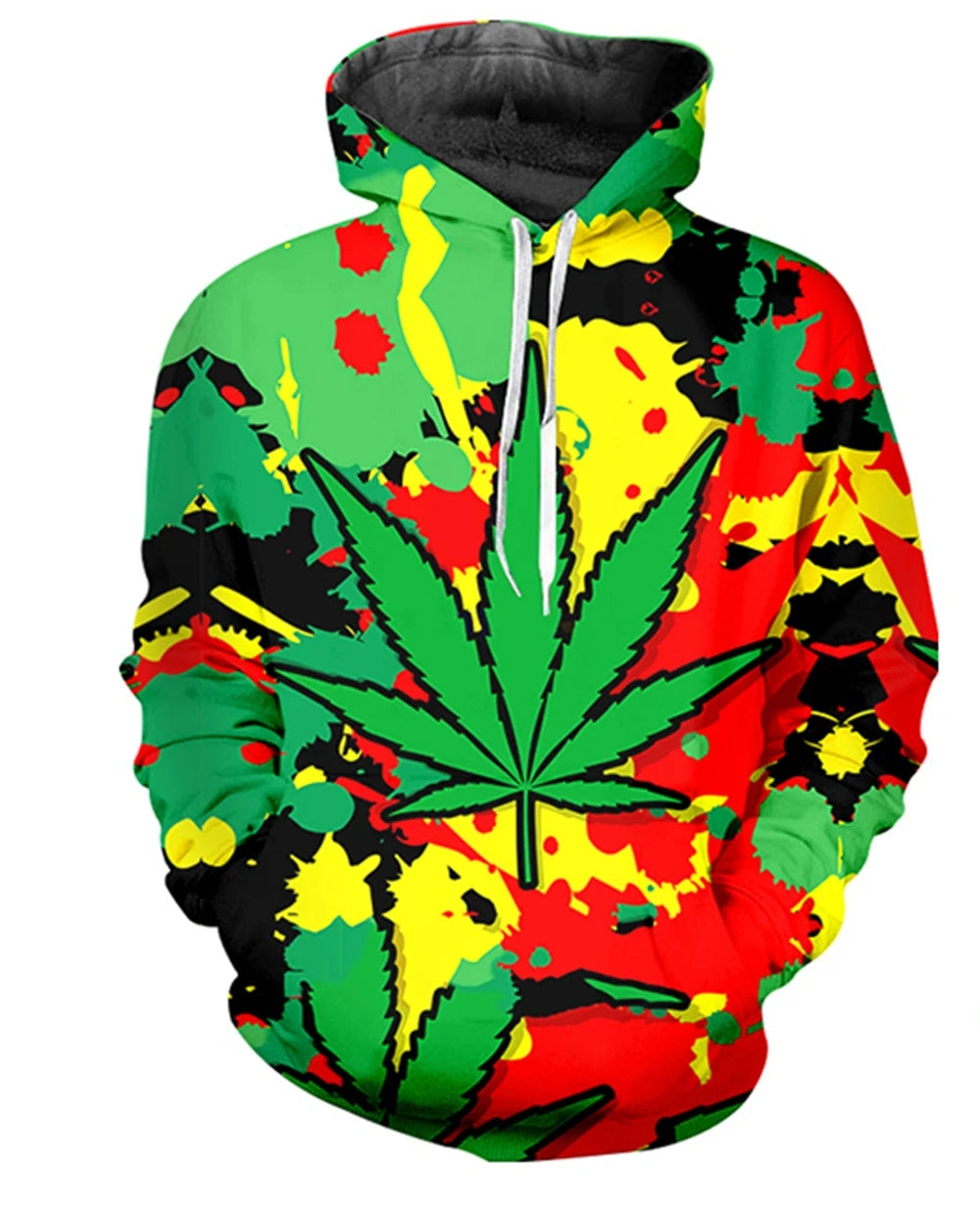 3D Smoking Leaves Wolf Hoodies