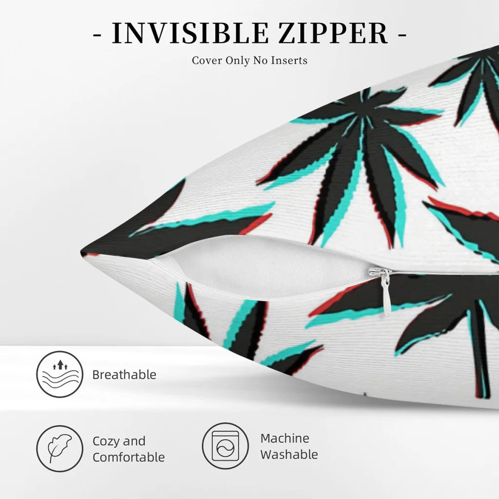 Trippy Marijuana Leaves Decorative Throw Pillowcase