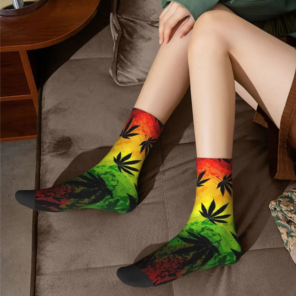 Harajuku Rainbow Weed Leaves Socks