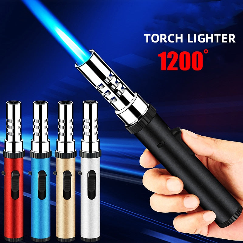 New Windproof BBQ Kitchen Cooking Gas Torch Lighter Jet Metal Cigar Cigarette Welding Long Lighters Smoking Accessories Gadgets